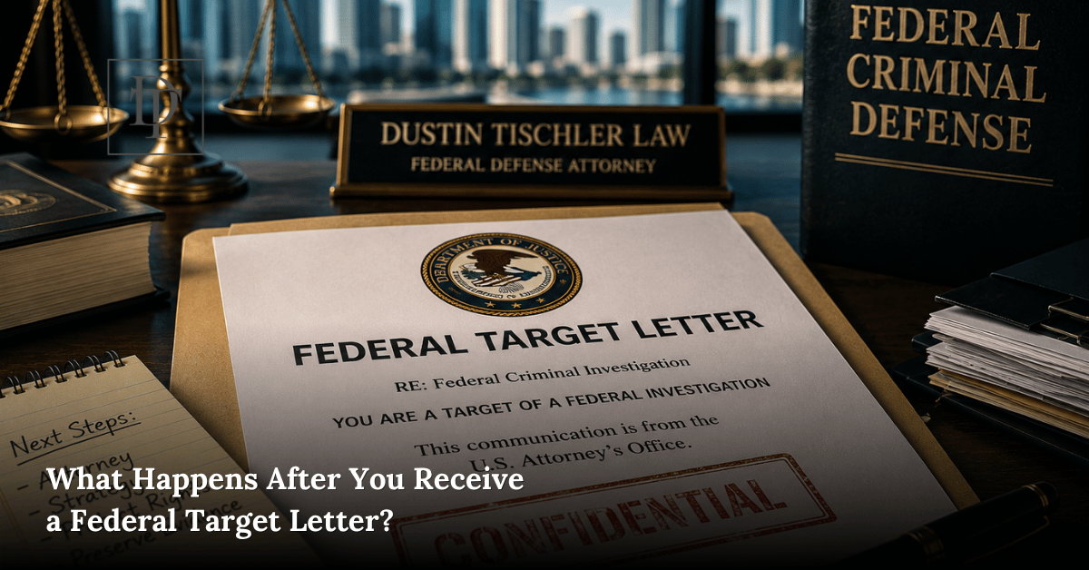 Federal target letter Miami case involving grand jury documents, subpoena records, and white collar criminal defense strategy