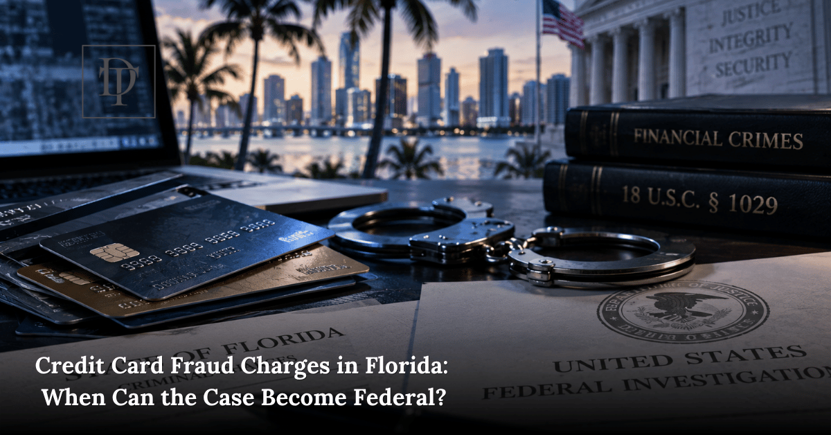 Credit card fraud charges Florida investigation involving credit cards, federal documents, and financial crime evidence